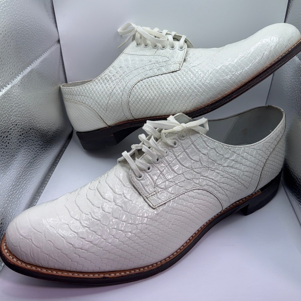 Stacy Adams Madison White Snakeskin Leather Oxford Dress Shoes Mens 11 D 00055
